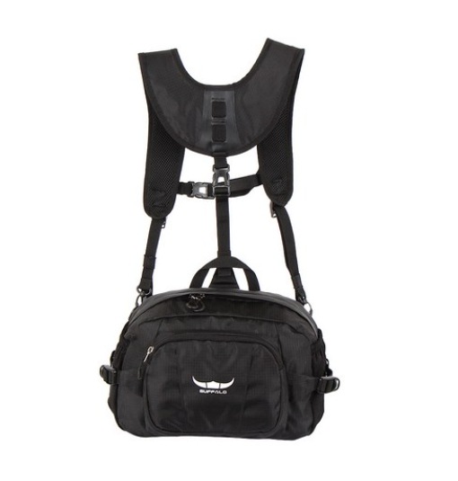アウトドアクロスショルダーヒップサック（ブラックカラー/9L）