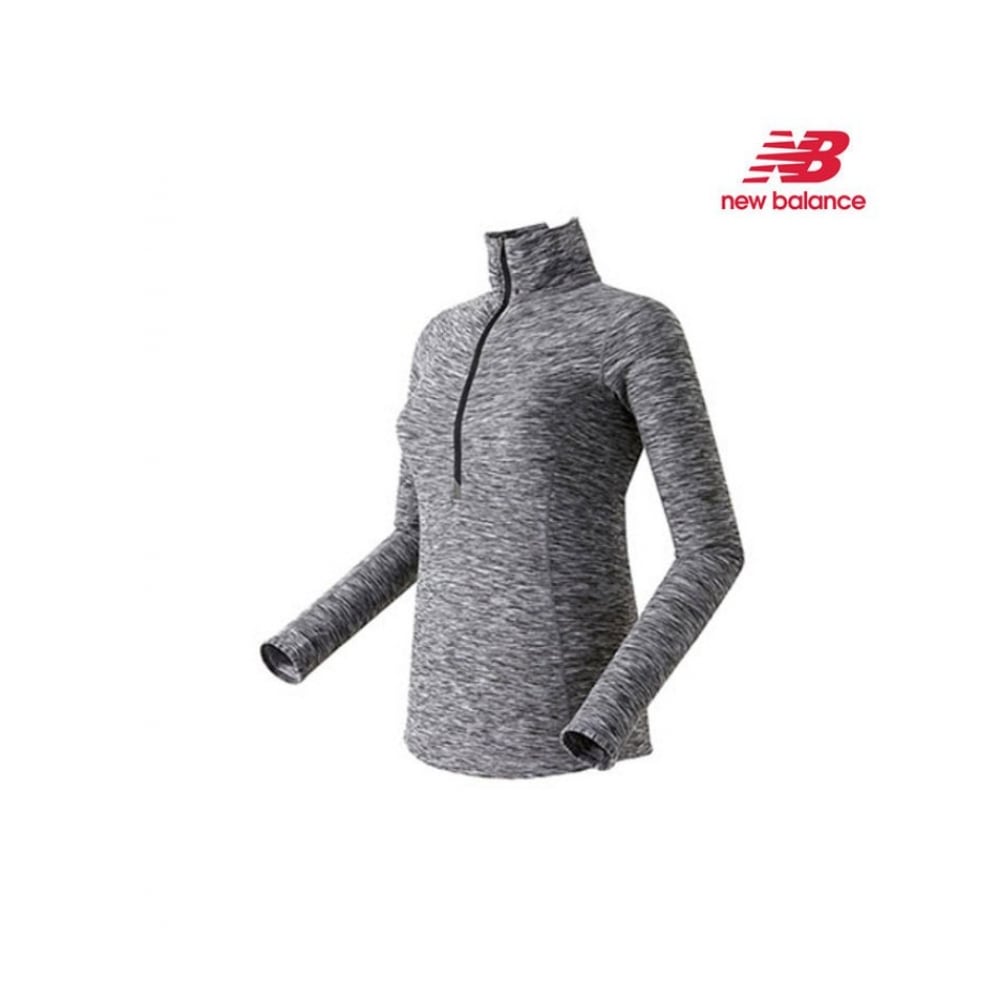 ニューバランスレディースハーフジップアップロングスリーブ T シャツブラック NBND746112-19