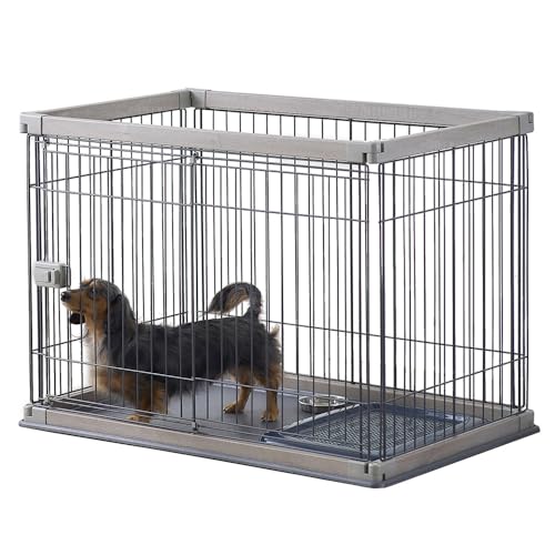 犬 サークル ウッディサークル アッシュグレー 小型犬用 幅97.5×奥行66.5×高さ71cm PWSR-960V