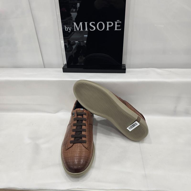 By 男性柄レザーバンドスニーカー 122HT130FH002 LBROWN 4 JJ