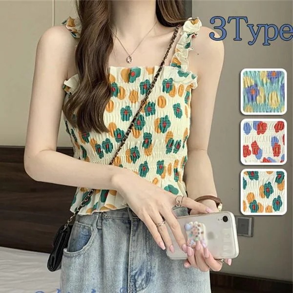 【超お得1つ買うと10個もらえる】[今日は安い-出荷が早い]キャミソール 背中開き レディース 花柄 トップス ノースリーブ 肩出し シンプル 春夏 学生 大人 キャミソールトップス セクシー ショー