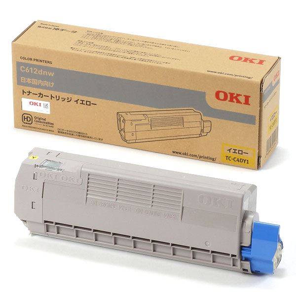 （まとめ） [純正品] OKI TC-C4DY1 トナーカートリッジ イエロー [x3セット]