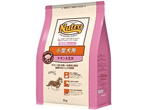Nutro ナチュラルチョイス 小型犬用 成犬用 生後8ヶ月以上 チキン&玄米 3kg ドライフード 小粒 総合栄養食 ドッグフード 犬 自然素材 香料・着色料 無添加 ニュートロ