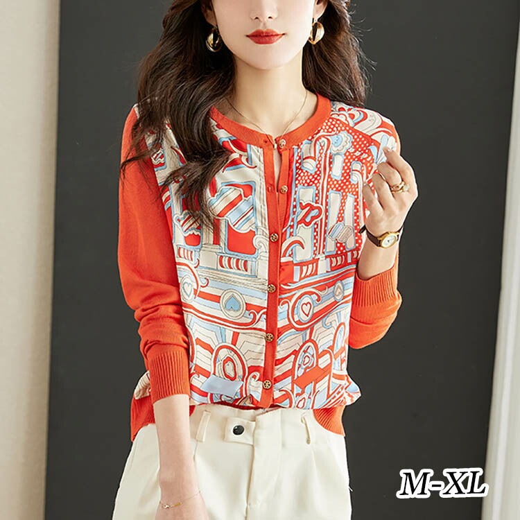 カーディガン レディース 春 秋 長袖 Vネック 薄手 羽織 総柄 冷房対策 20代 30代 40代 50代 通勤 夏 日焼け止め おしゃれ きれいめ ゆったり