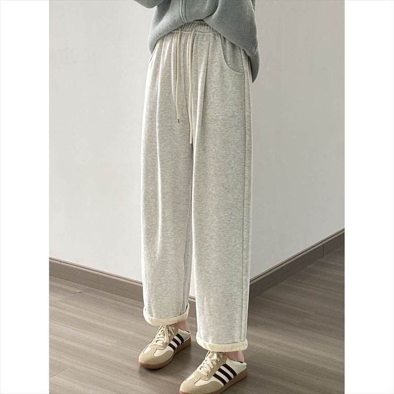 ボトムス レディース スウェットパンツ コットンパンツ ルーズ ロング丈 長ズボン ロールアップ 折り返し リラックス 大人可愛い シンプル カジュアル ナチュラル おしゃれ お洒落 かっこいい メン