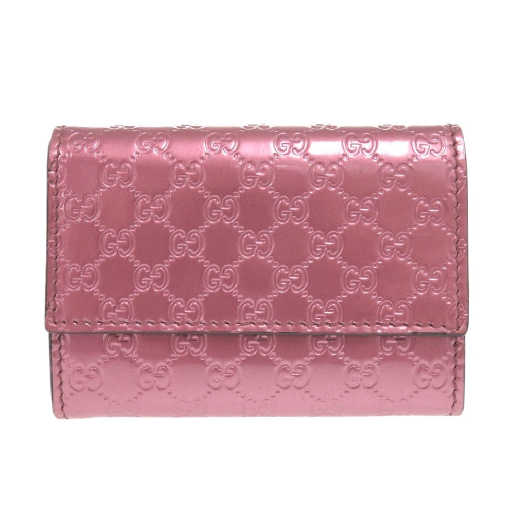 美品 マイクログッチシマ 295385 456085 コインケース パテントレザー ピンク 1670【中古】 レディース