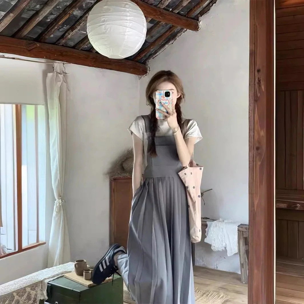 大きいサイズ 春夏秋 シャツワンピース レデイース 脚長効果！マタニティウェア オーバーオール スキニーデニムパンツコーデ完成！サロペットデニムボトムスチュニック 019