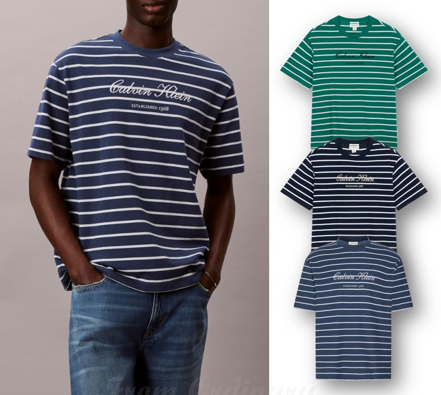 Striped Pique Calvin NYC T-Shirt (4RF204G)