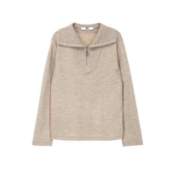 [25FW] ベージュ ニットカラー ハーフジップ Tシャツ DLTS5D001I2