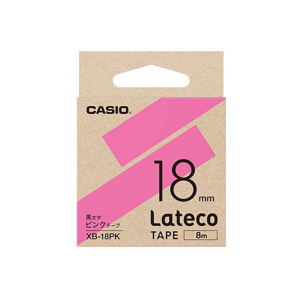 (5個セット) カシオ計算機 Lateco 詰め替え用テープ 18mm ピンクテープ黒文字 XB-18PKX5