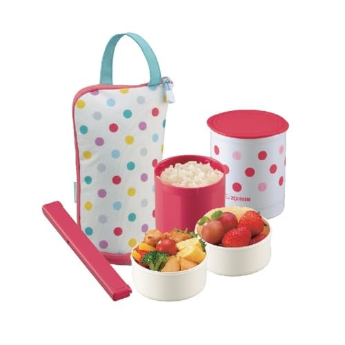 象印マホービン お弁当 タテ型スリムタイプ バッグ はし&はし箱つき ランチョンマット 保温弁当箱 お・べ・ん・と 電子レンジ対応 マルチドット SZ-JB02-ZD