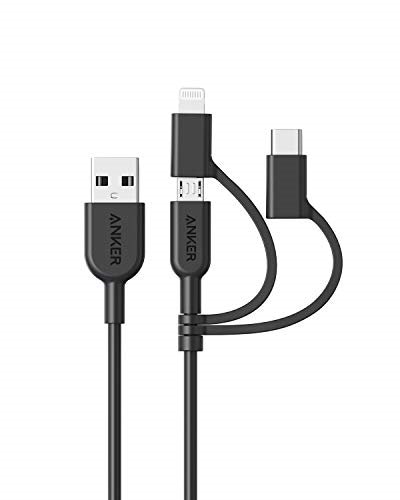 他サイト： Anker PowerLine II 3-in-1 ケーブル (ライトニング/USB-C/Micro USB端子) MFi認証 iPhone / Android 各種対応 (0.9m ブラック)の商品画像