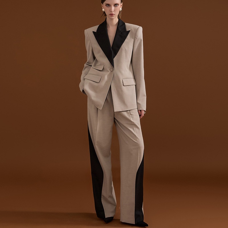 MBDTP005 カラー 配色 ワンボタン シングル ジャケット スーツ セット