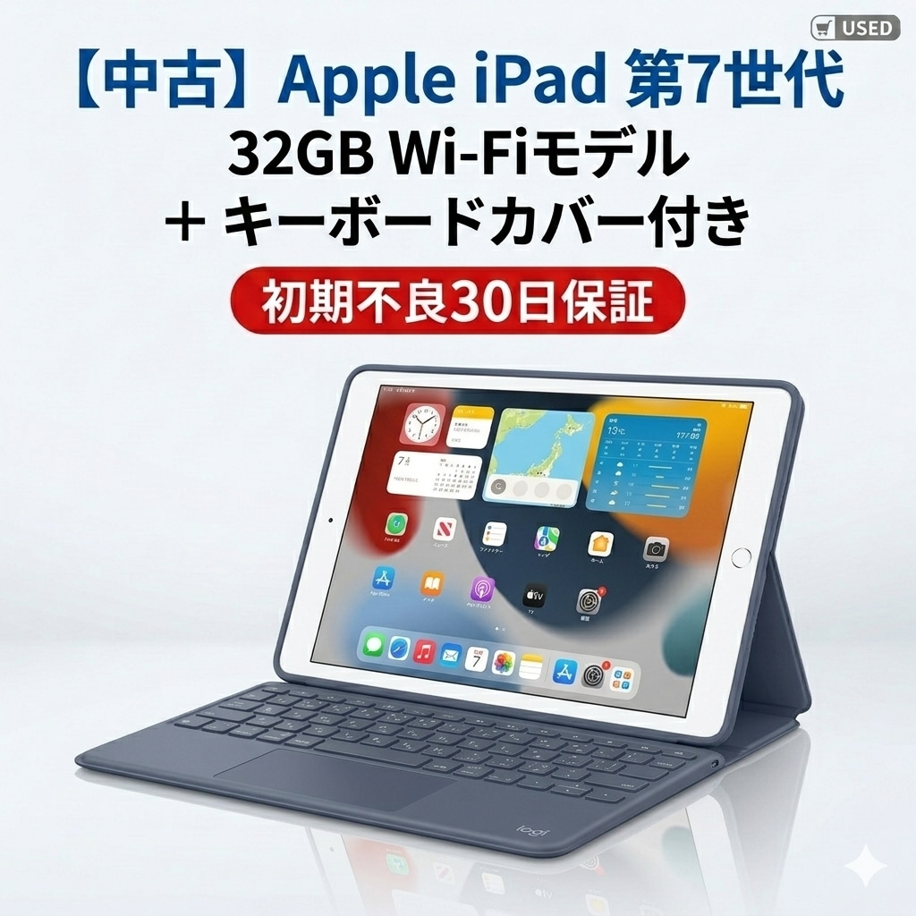 Apple ipad 第7世代 32GB ストレージ　Wi-Fi モデル 中古 安心保証30日 整備済み品 10.2インチ キーボード無料付き