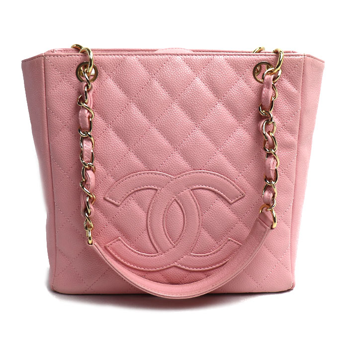 CHANEL シャネル キャビアスキン PST プチ ショッピングトート トートバッグ ピンク レディース 中古