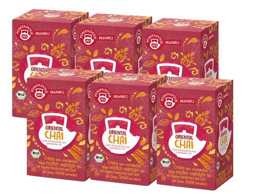 【6箱セット】ポンパドール オーガニック オリエンタルチャイ 1箱20袋入×6箱セット 有機JAS認定 ハーブティー ノンカフェイン デカフェ ティーバッグ