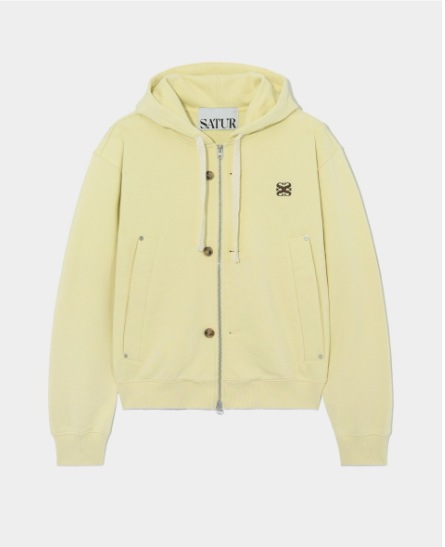 【SATUR】 TEO COTTON ALL DAY HOOD ZIP-UP : VINTAGE YELLOW