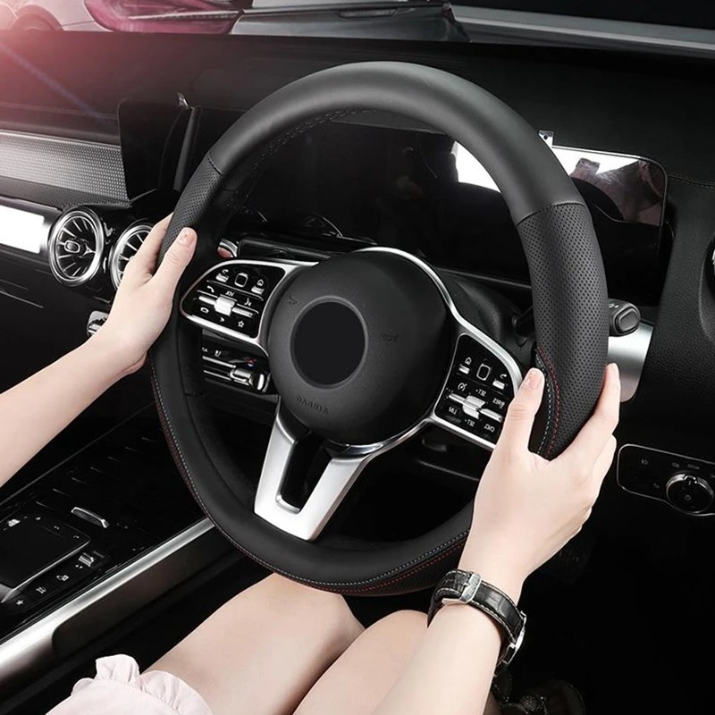 新しい季節の汗吸収剤カバー,4シーズン38cm,滑り止め,柔らかなステアリング付き