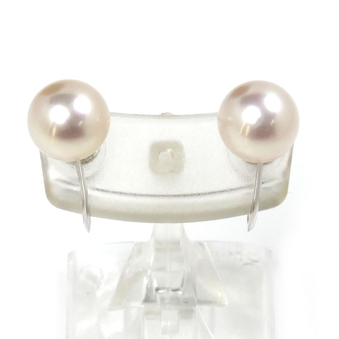 K14WG ホワイトゴールド パール イヤリング パール約8.4mm/約8.4mm 2.5g ネジ式 レディース 中古