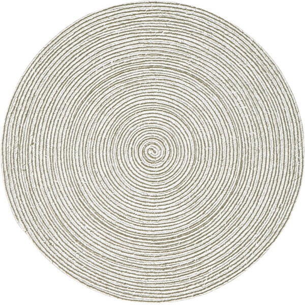 270068066 ハンドメイド 綿100%の編み込みラグ ブレイド 160R グリーン/ホワイト メーカー直送