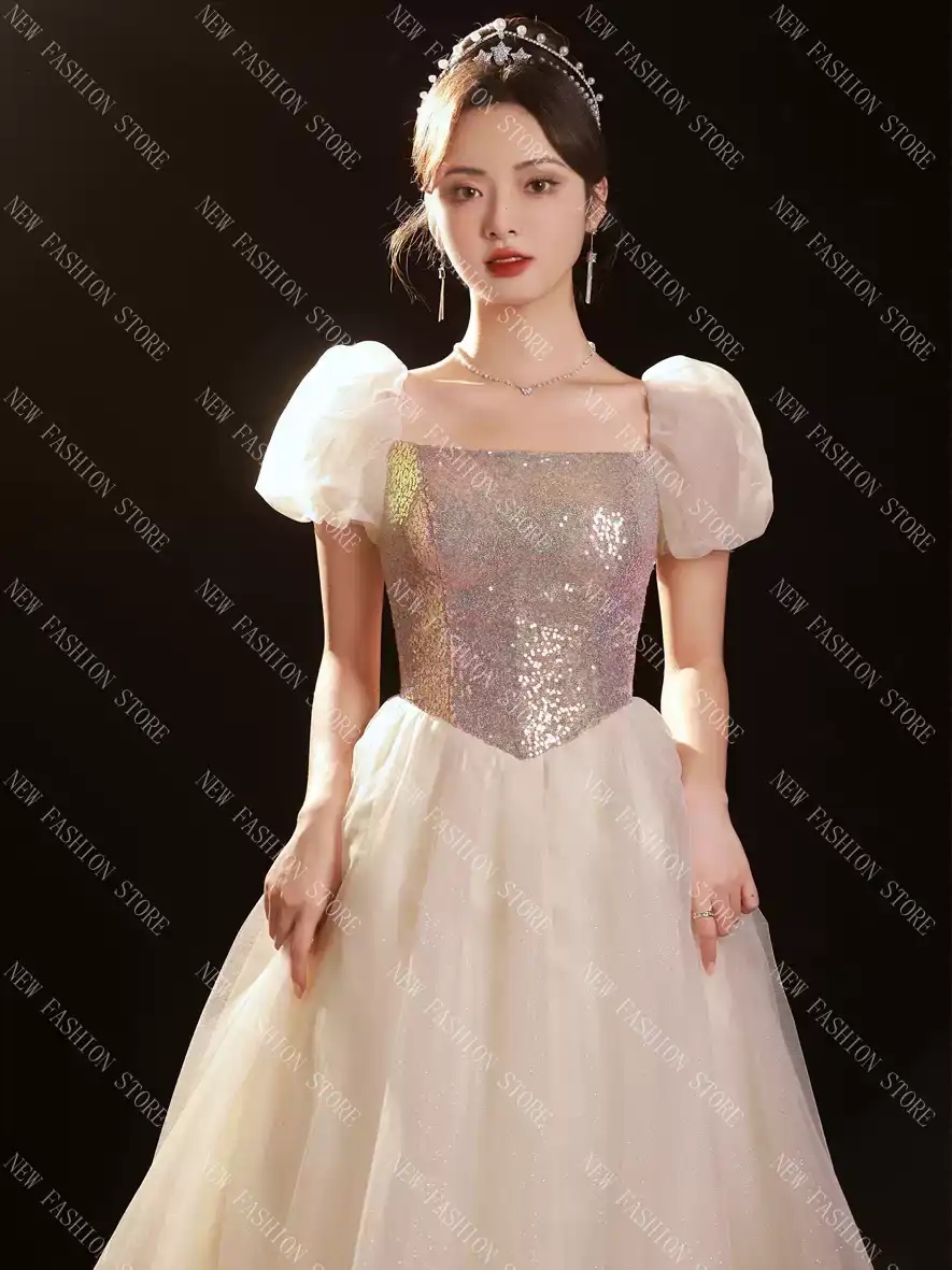 シャンパン色の学生芸考イブニングドレス新型司会者学生芸考成人式-96