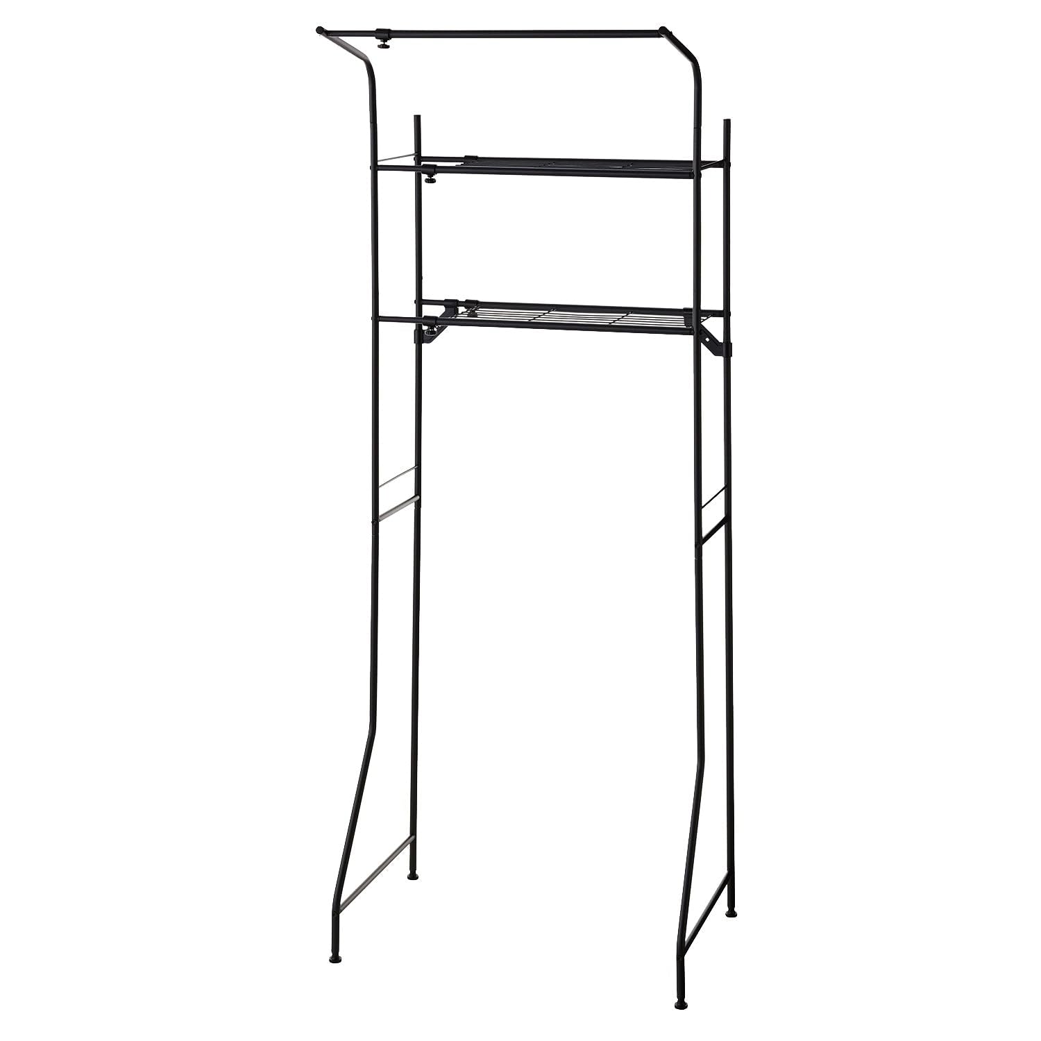 HEIAN SHINDO 鉄 スリムランドリーラック 伸縮 棚2段 ハンガーバー付き ブラック 幅59-81×奥行53×高181cm HSR-2B 平安伸銅工業 6,153円