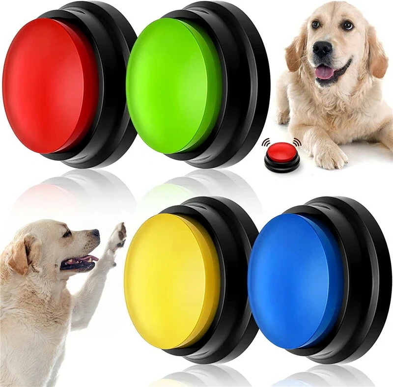 モチベーション犬 ボタン 会話 犬の記録ボタン 4個セット 多機能ポータブル トーキングボタン 猫用 犬用 ペット用 早押しボタン 音声録音ボタンポータブル 犬用 ペット用録音ボタンセット 30秒録音
