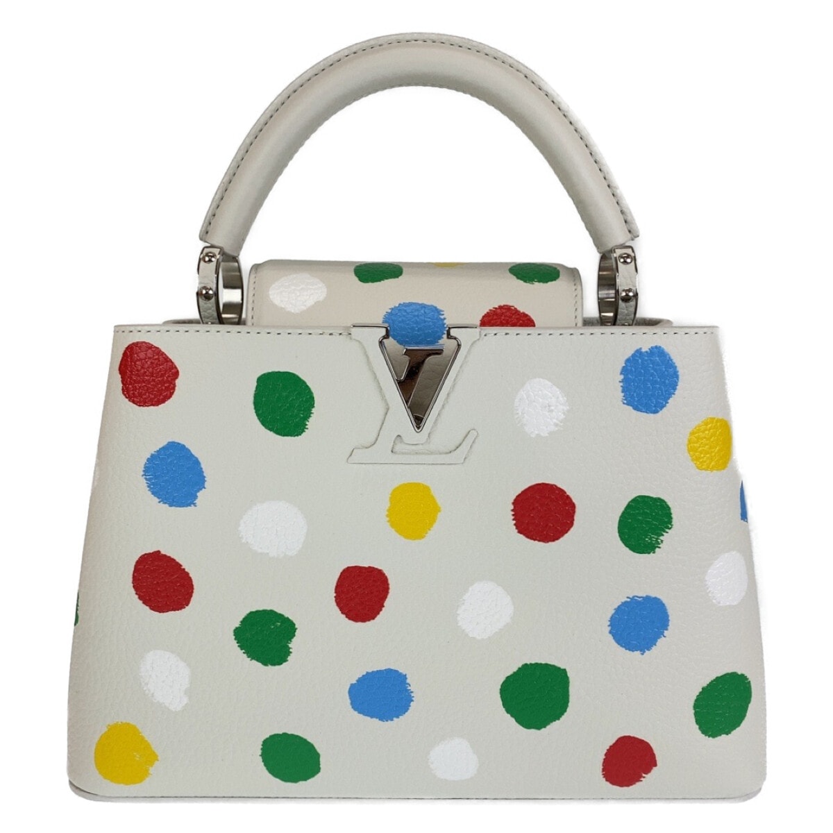 新品未使用 LV × YK カプシーヌ BB 草間彌生 ペインティッド ドット ホワイト シルバー金具 レザー M21637 ハンドバッグ ショルダーバッグ 2way レディース 601858 新品