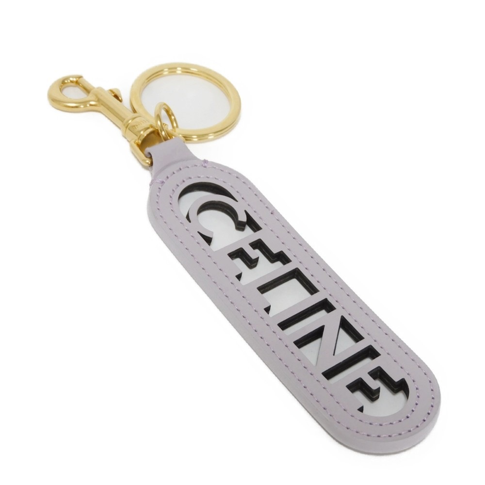 【中古】 キーホルダー 現行 スムース カーフ パステル パープル パンチング キーリング チャーム ロゴ 49I733DSD.32LA