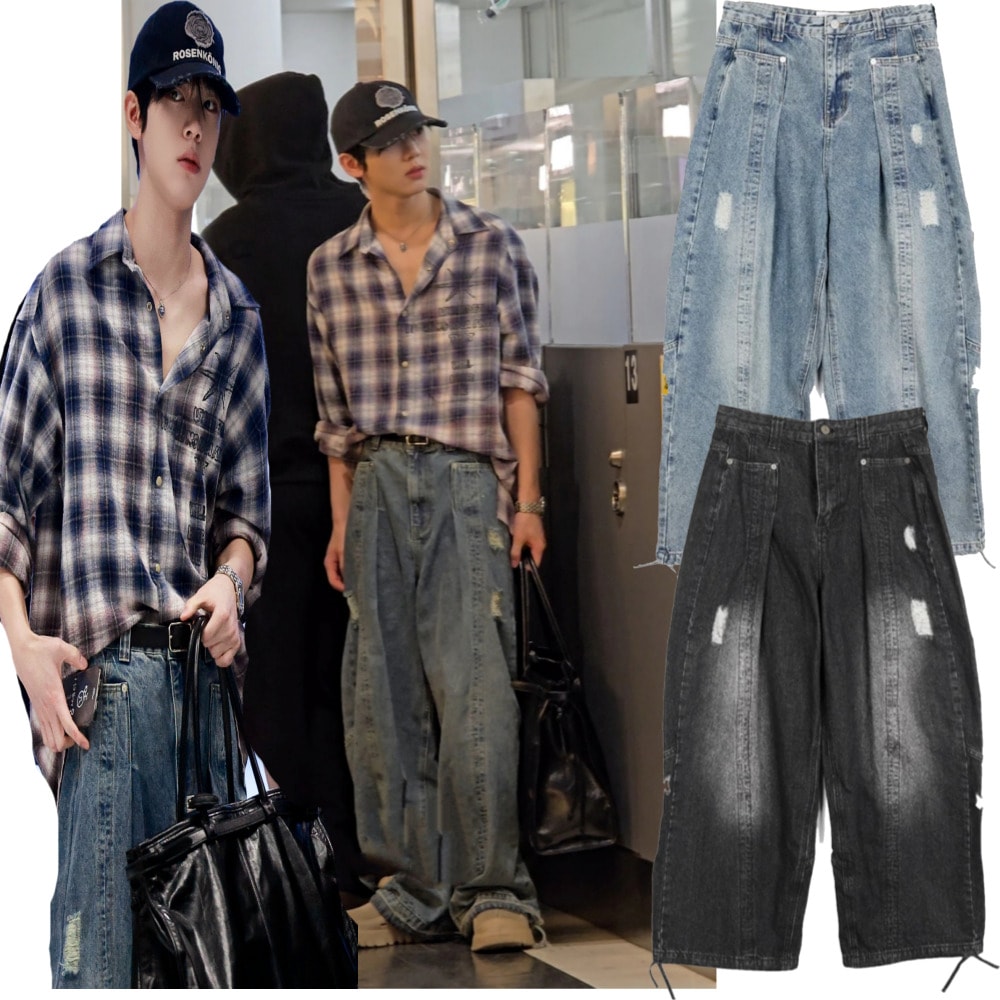 SATIIIZ/ZEROBASEONE ハンユジン 着用/Eldi Fold Damage Denim Pants/ユニセックス