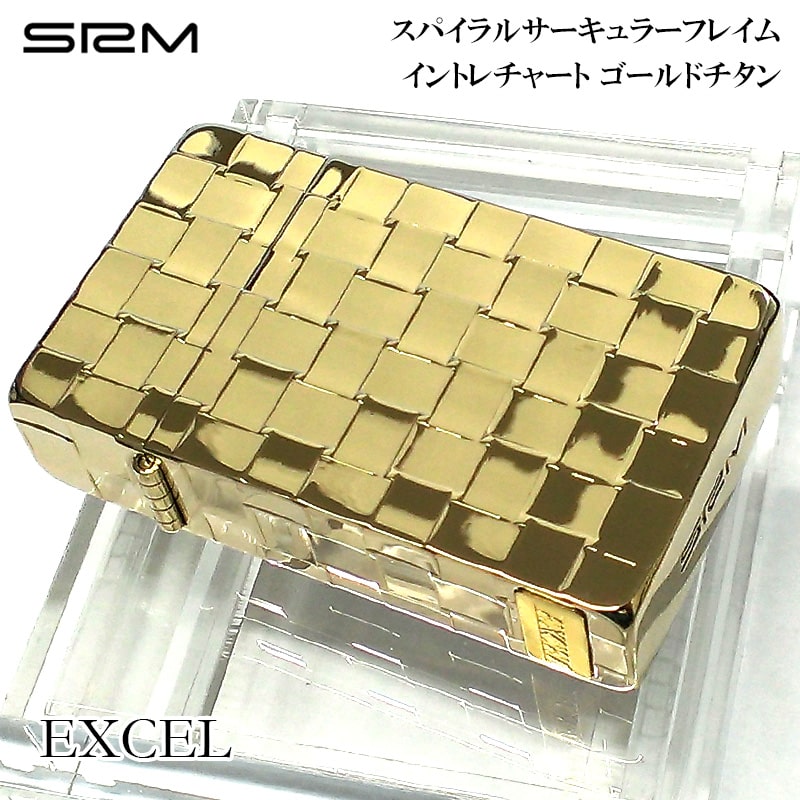 SAROME ガスライター イントレチャート ゴールドチタンコーティング 訳あり特価 ターボ EXCEL サロメ スパイラルサーキュラーフレイム おしゃれ 5面加工 彫刻 SRM 廃盤品 絶版