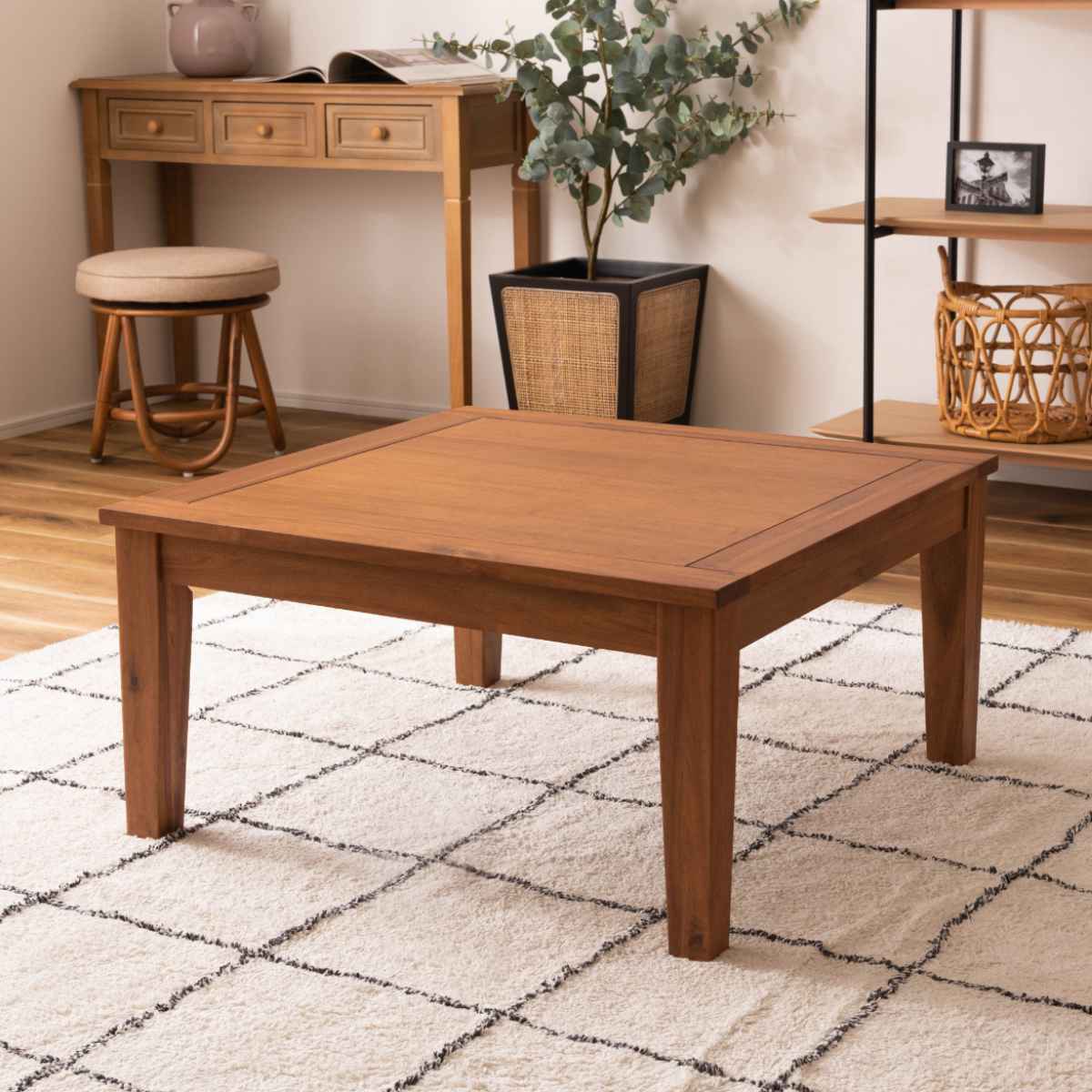 こたつ 幅75cm 正方形 木製 こたつテーブル センターテーブル ローテーブル リビングテーブル テーブル おしゃれ 北欧風 天然木 アカシア 木目 薄型ヒーター オールシーズン