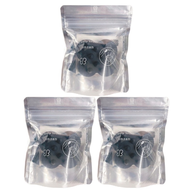 スカルプブラシ ケンザン ブラック 黒 3個セット