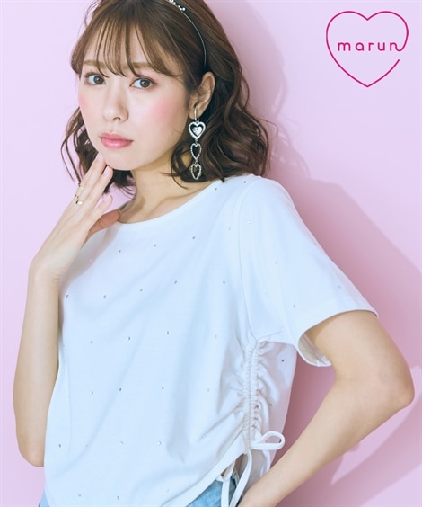 Tシャツカットソー 大きいサイズ サイドドロストコンパクトTシャツ marun