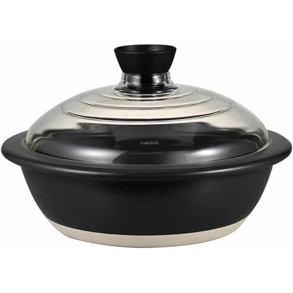 HARIO ハリオ GDN-255-B-W ホワイト フタがガラスの土鍋 9号 日本製