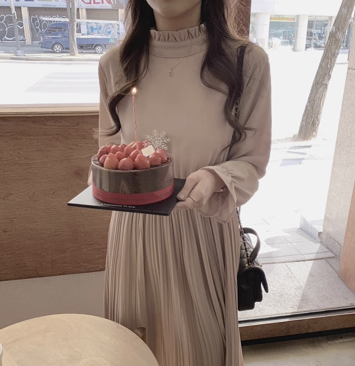 ワンピース ロングスカート フレアスカート フレアワンピース ミモレ ミモレ丈 袖あり 長袖 ボリューム袖 フレア Aライン プリーツ ウエストマーク ハイウエスト プルオーバー かわいい きれいめ