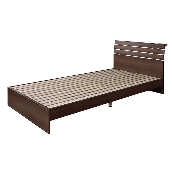 コンセント二口付き すのこベッド シングル （フレームのみ） ブラウン ベッドフレーム B-80S-BR