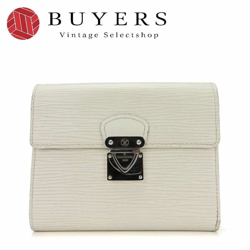 中古ルイヴィトン 三つ折り財布 ポルトフォイユコアラ M5801J エピ イヴォワール 白 ホワイト コンパクトウォレット ファスナー付 小物 普段使い レディース 女性 LOUIS VUITTON