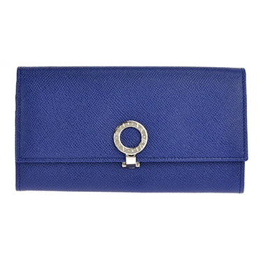 36317 長財布型押レザー ブルーダリア