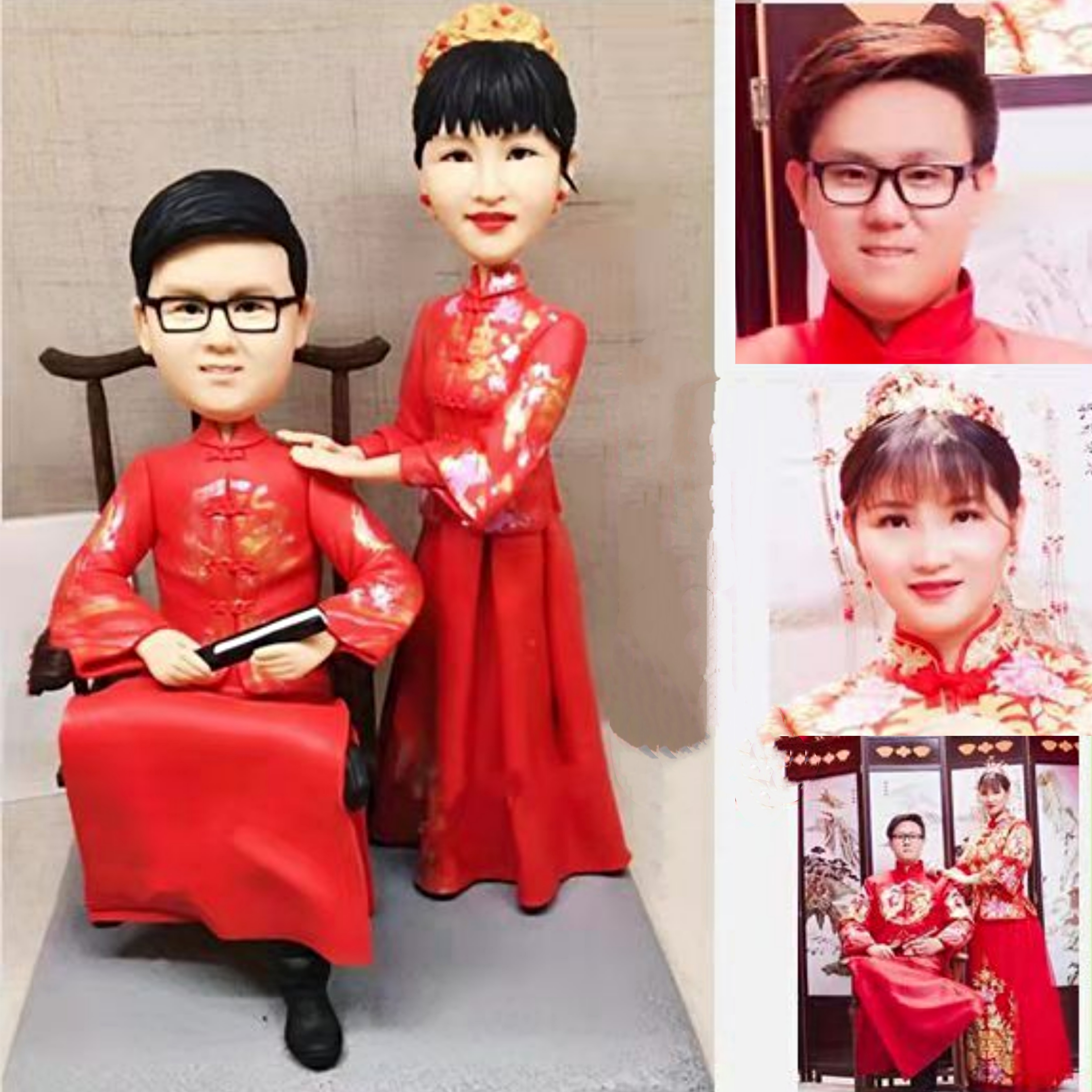 【オーダーメイド】3D肖像画似顔絵人形/結婚祝い記念日誕生日プレゼントに//カップル夫婦父母親119