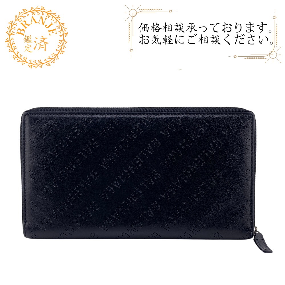 594317 エブリデイ ラウンドジップウォレット 総柄 レザー 長財布 ブラック メンズ