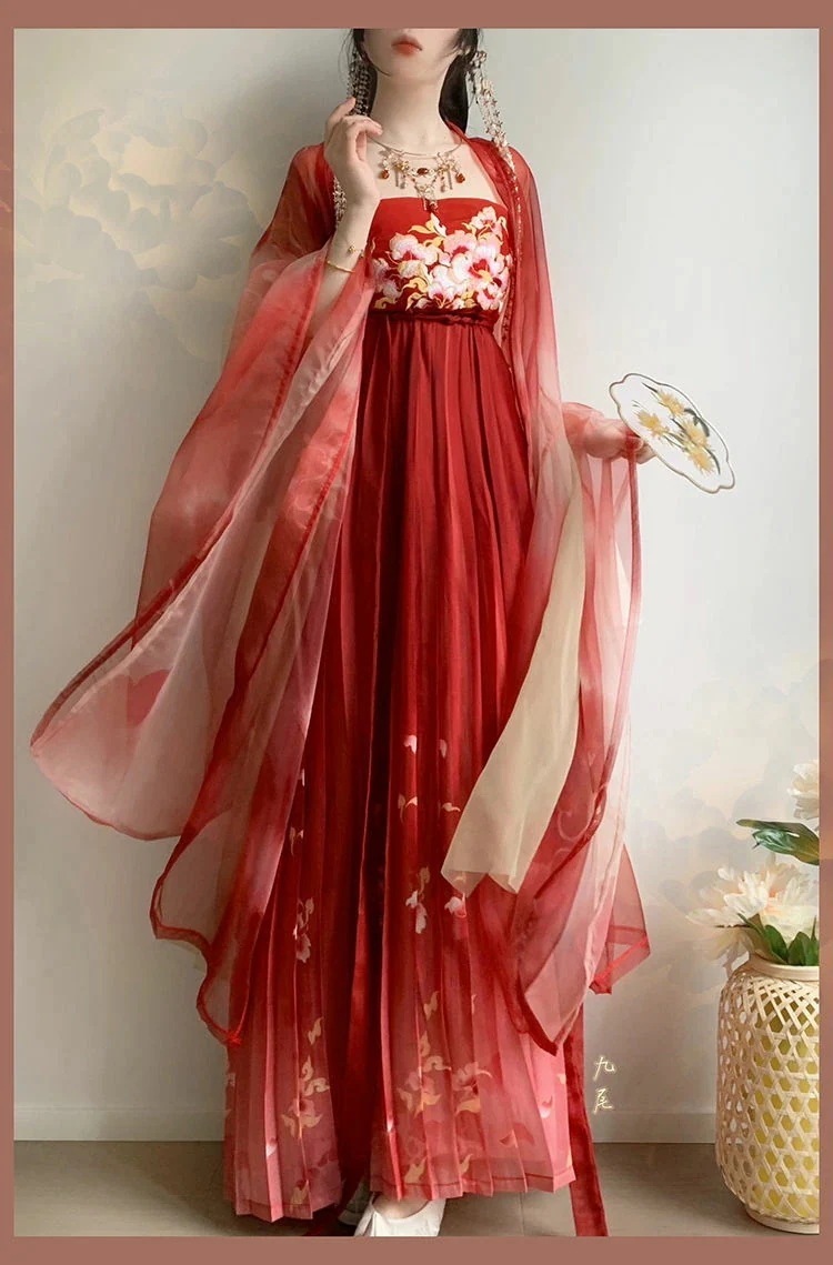 漢服セット 花刺繍 宮廷 長袖 羽織 ドレス ショール ユニセックス 中華古代服 チャイナ服 中華 チャイナ 唐装コスプレ コスチューム 古典美人服 舞台衣装 ステージ衣装 チャイナドレス イベント 5,533円