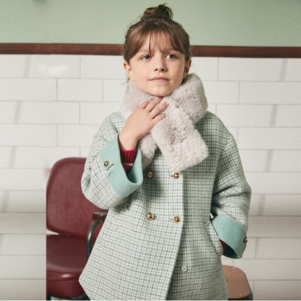 ヘジス キッズ チェックケープコート HRW12CC52M_GY