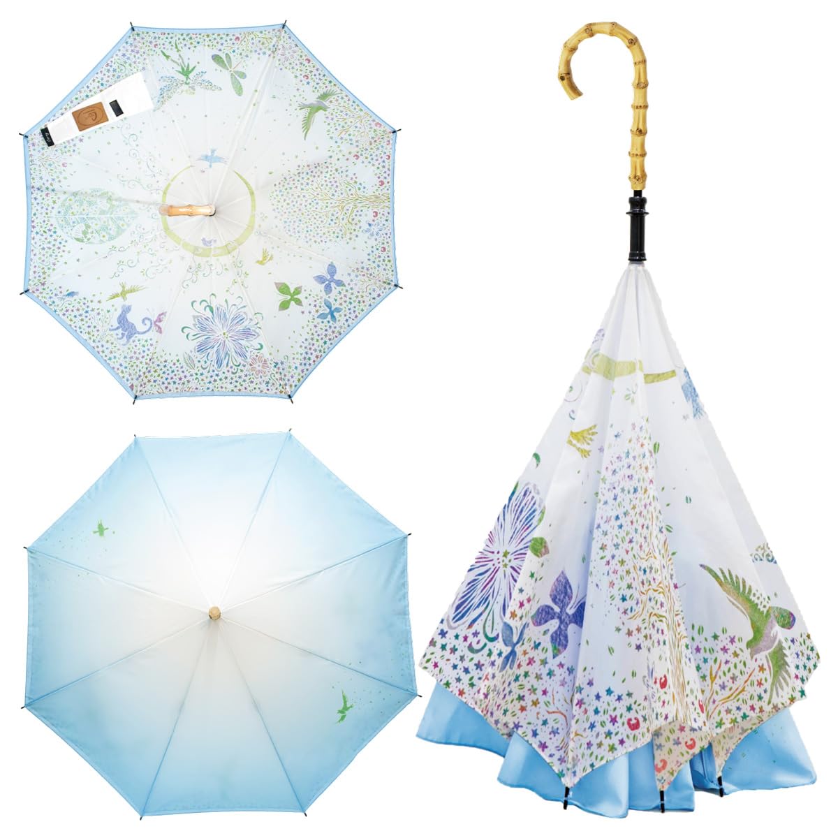 【CARRY saKASA (キャリーサカサ) 切り絵デザインモデル】 逆折り式傘 逆さ傘 濡れない UVカット 高撥水 おしゃれ 可愛い