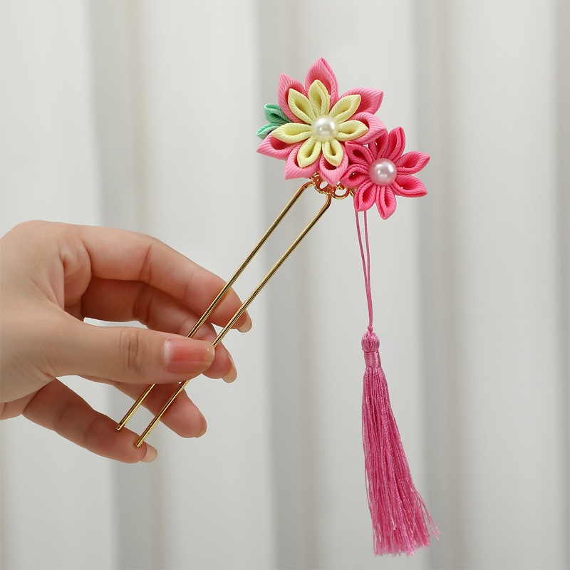 【1点ご購入 で10点プレゼントいたします】かんざし手作り髪飾りレトロなかんざし色とりどりの花をちりばめたヘアピン大きなかんざし
