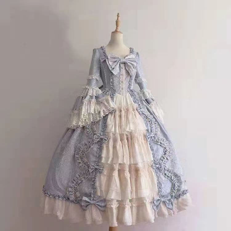 大人のためのロリータプリンセスドレス汎用性の高いリボンレースアンクルドレスウェディングロリータドレス