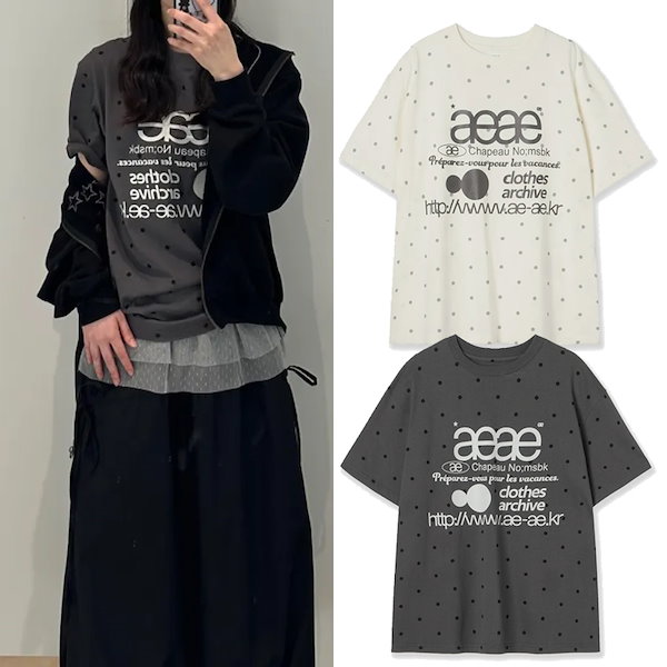 Qoo10] aeae WEB LOGO DOT T-SHIRT