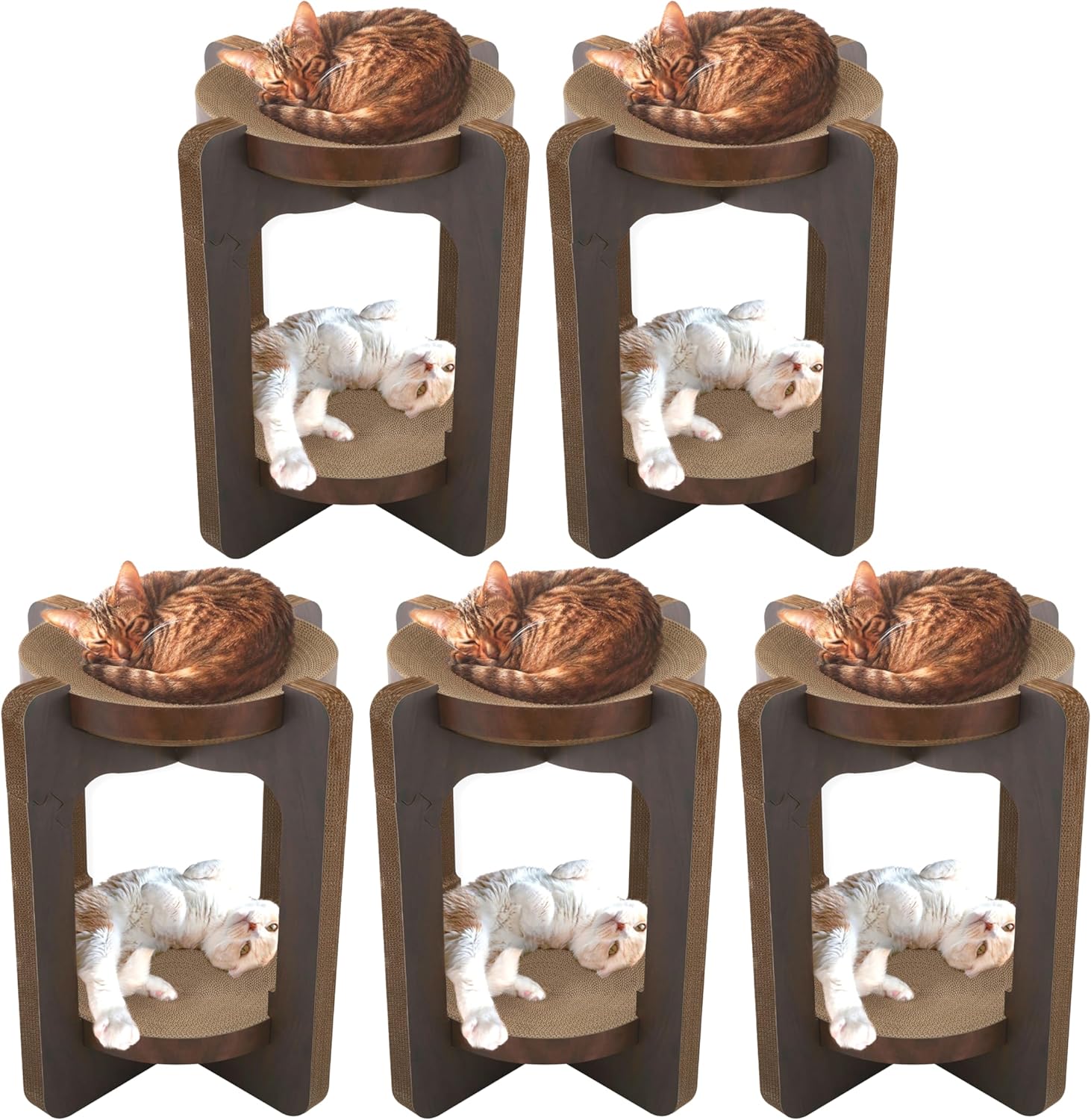 猫壱 爪とぎ バリバリボウルタワー ダークブラウン レギュラー 5個セット【ケース販売】
