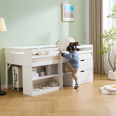 シシステムベッド シングル ハシゴすのこ 引き出しシステムベッド 木製