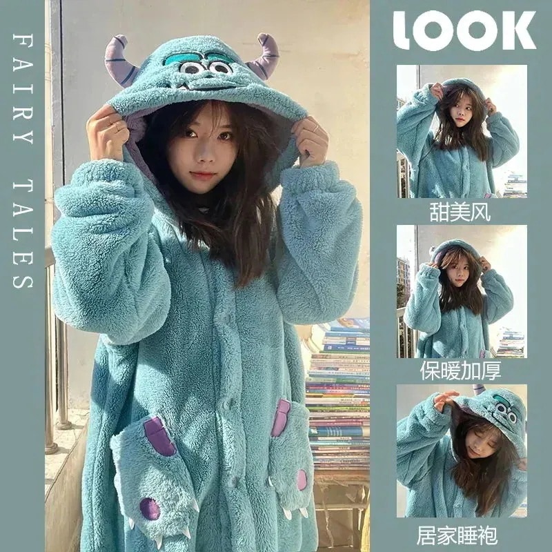 大人気！ もこもこ ルームウェア モンスター会社 Sulley ディズニー パジャマ レディース ガウン 部屋着 着ぐるみ 春かわいい ペアルック カップル キッズ メンズ